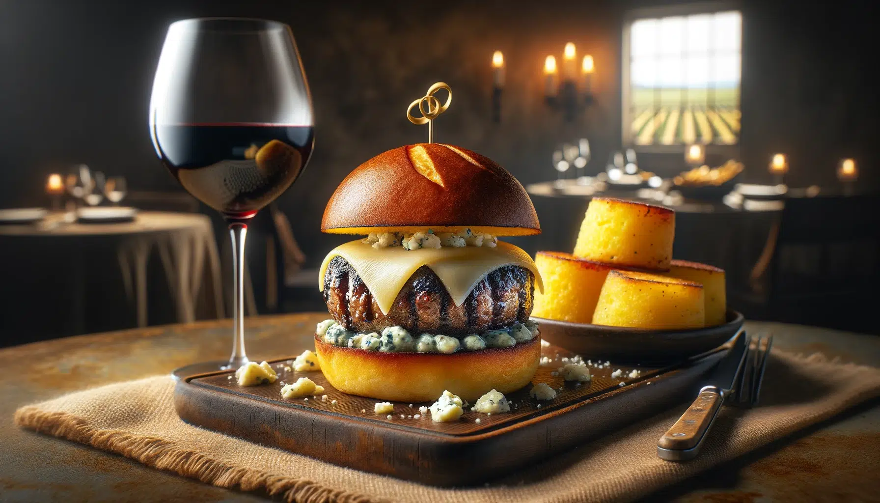 cabernet sauvignon paired with bleu cheese burger