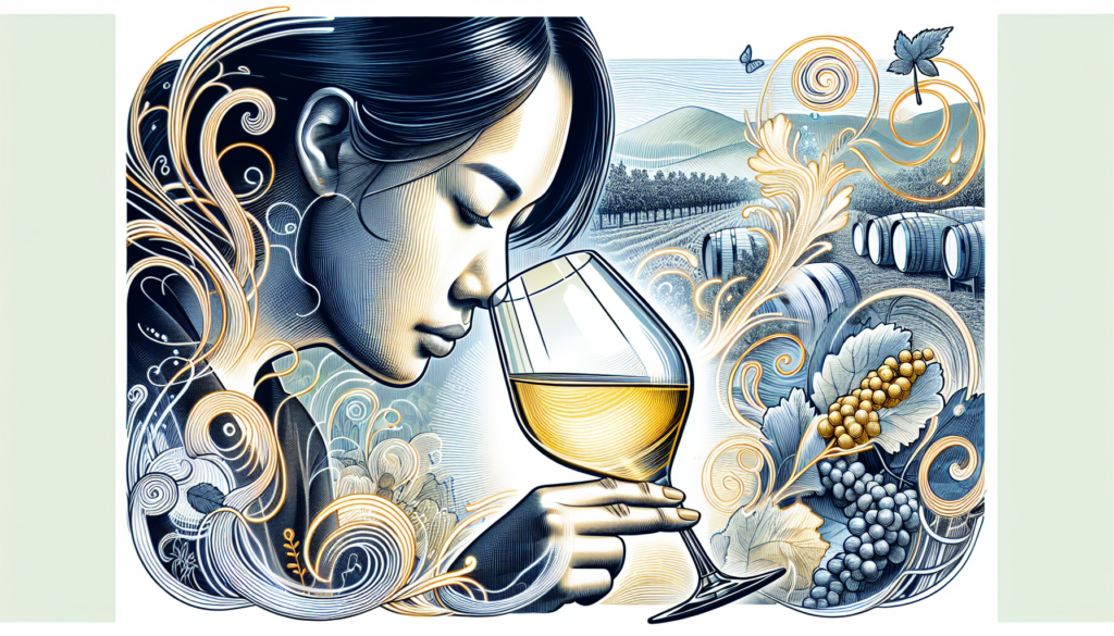 Illustration of a wine tasting experience with emphasis on buttery notes and flavors