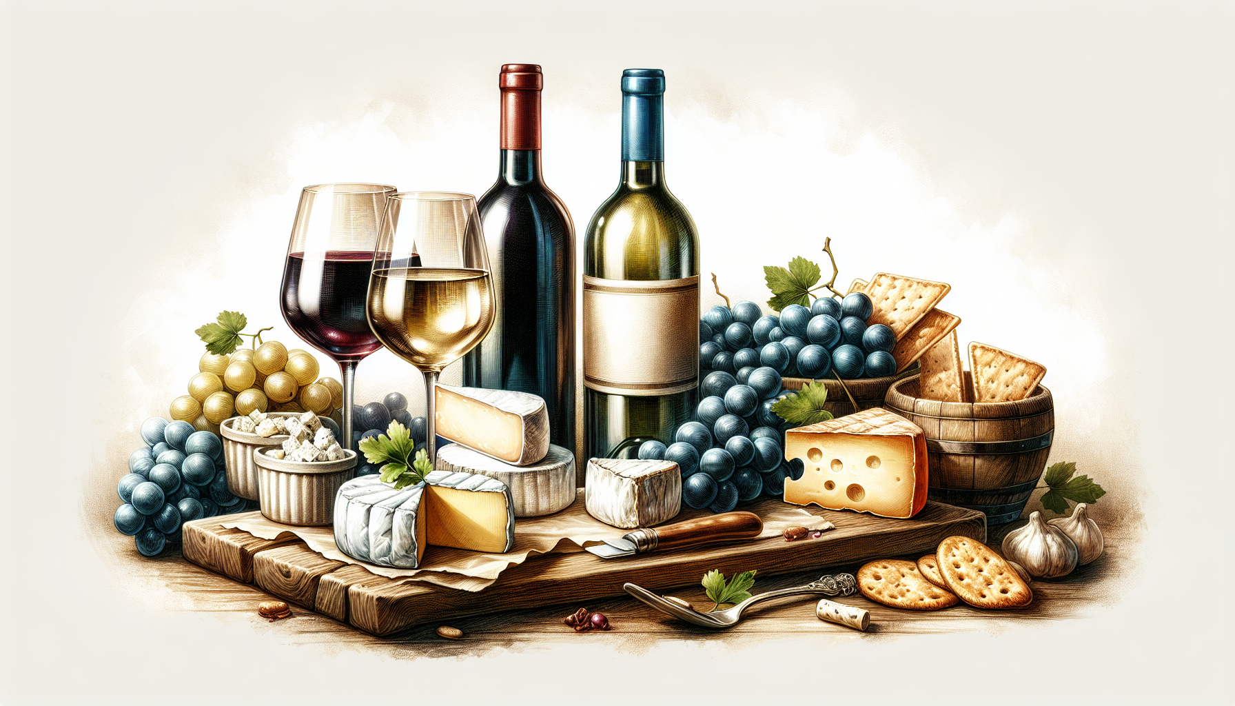 Illustration of pairing wine and cheese
