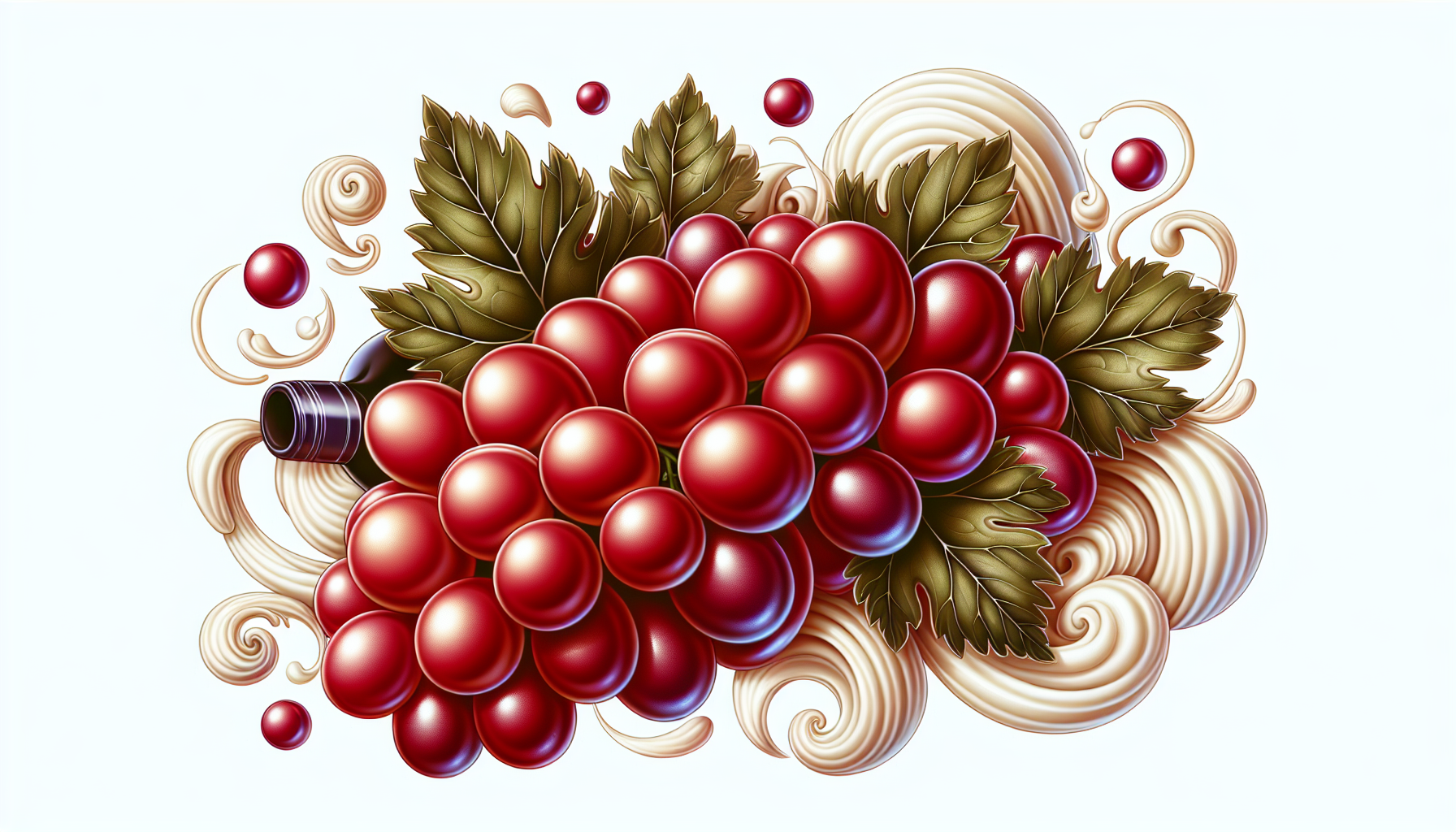 Illustration of red wine grapes with creamy textures, symbolizing red wines with buttery notes.