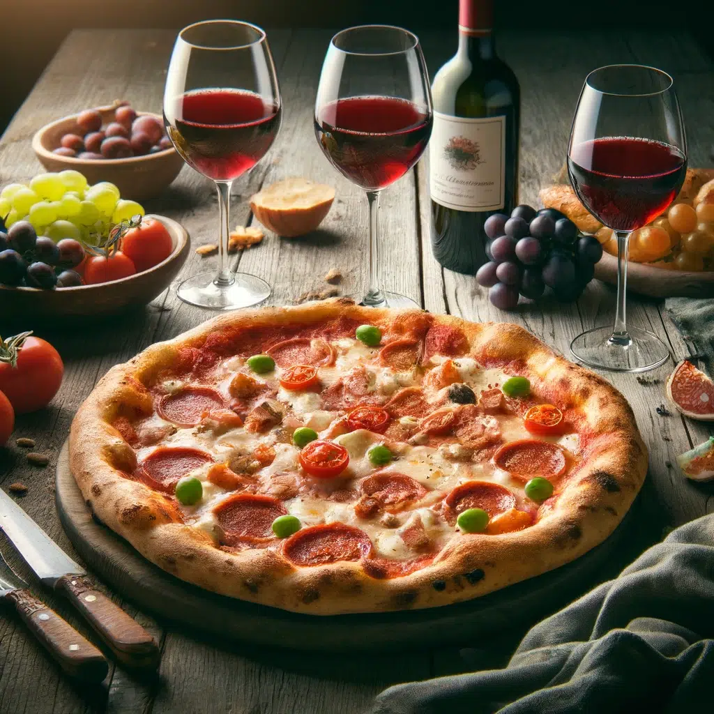 italian wine with pizza