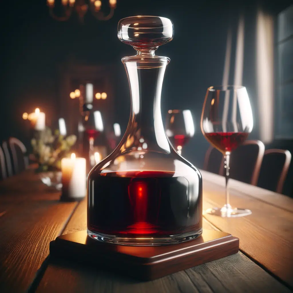 aerated wine in a decanter